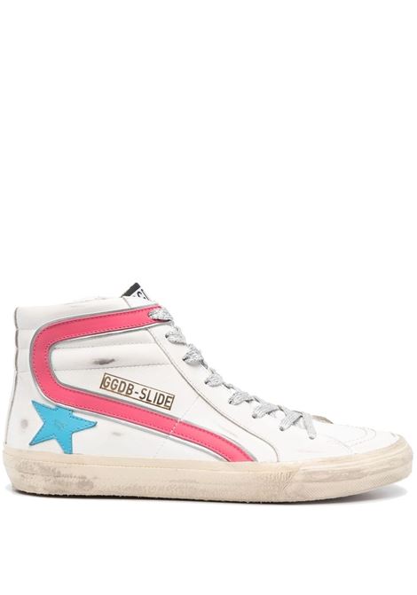 white pink and blue Slide high-top sneakers leather distressed effect GOLDEN GOOSE | GWF00115-F00470782338